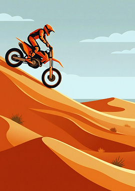 Motocross Rider on Desert Dunes