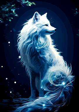 Ethereal Glowing White Wolf