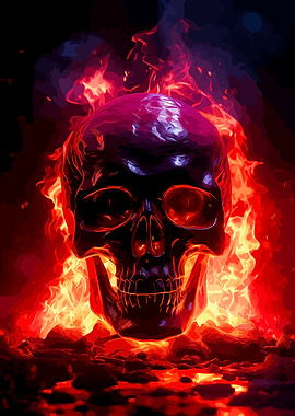 Fiery Skull Digital Art