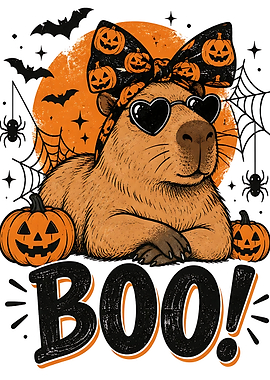 Halloween Capybara with Heart Sunglasses
