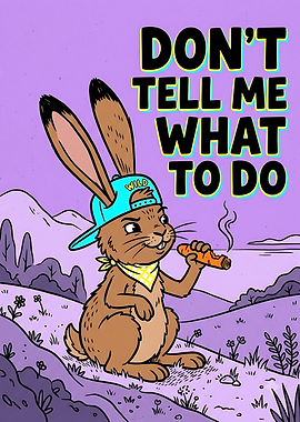 Rebellious Rabbit with Carrot Illustration