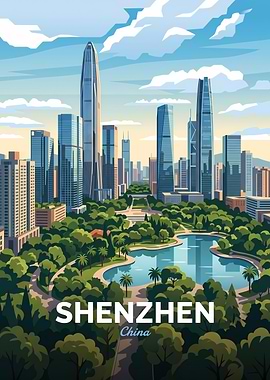 Shenzhen Cityscape Travel Poster