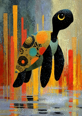 Abstract Artistic Sea Turtle Illustration