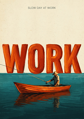 Slow Day Fishing Work Vintage Poster Art