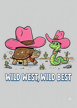 Cute Cowboy Turtle and Snake