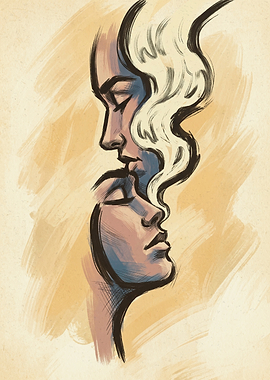 Couple Intimacy Love Romance Ink Sketch Art