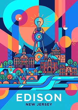 Edison New Jersey Geometric Cityscape Poster