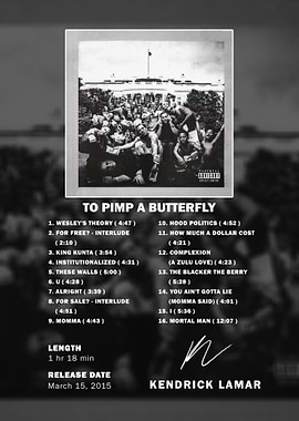 Kendrick Lamar To Pimp A Butterfly Poster