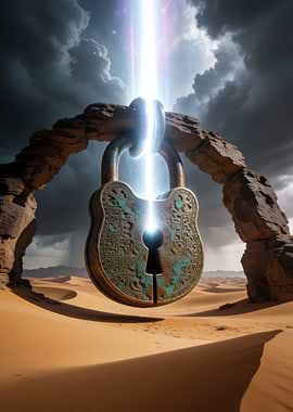 Mystical Floating Lock in Desert