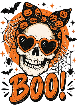 Halloween Skull with Pumpkin Headband