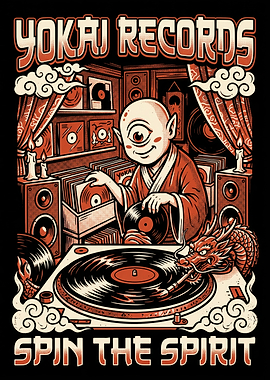 Yokai Records DJ Vinyl Illustration