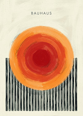Geometric Sun Bauhaus Textured Minimalist Sketch