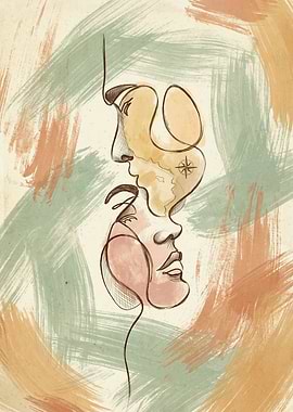Abstract Couple Love Minimalist Line Art
