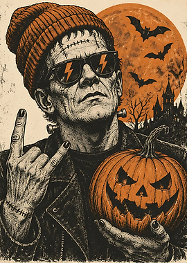 Cool Frankenstein Monster Halloween Poster