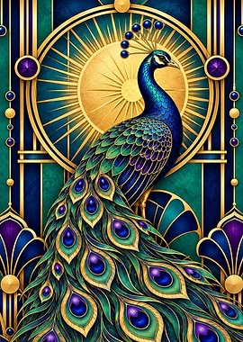 Art Deco Peacock Illustration