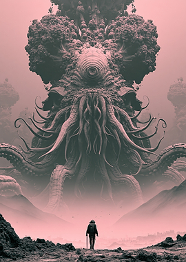 Lone Traveler Facing Cosmic Horror