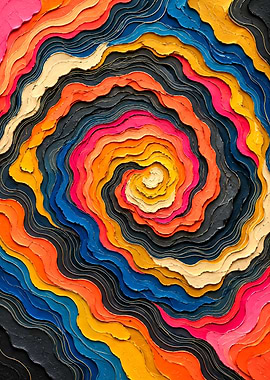 Vibrant Impasto Spiral Abstract Painting