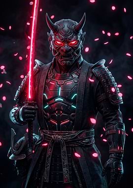 Neo-Tokyo Cyberpunk Oni Samurai