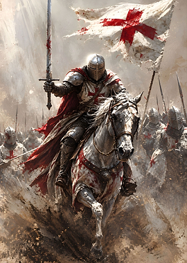 Crusader Knight Charging into Battle