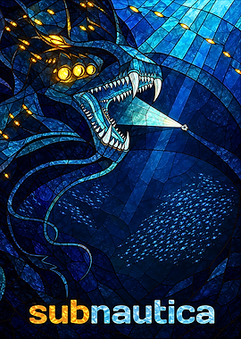 Subnautica Stained Glass Reaper Leviathan Poster