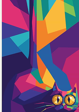 Colorful Geometric Pop Art Cat