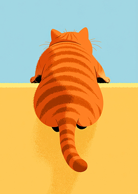 Chubby Orange Tabby Cat Illustration