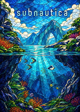 Subnautica Stained Glass Art Poster