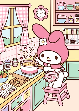 My Melody Cooking in Kitchen