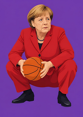 Angela Merkel Holding a Basketball