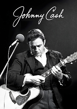 Johnny Cash Performing with Guitar