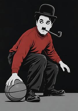 Charlie Chaplin Playing Basketball