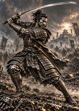 Samurai Warrior in Battle Stance