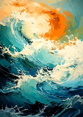 Abstract Ocean Wave Painting