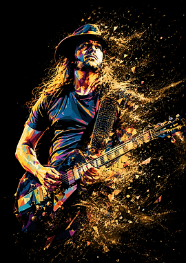 Explosive Guitarist Pop Art Portrait
