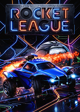 Rocket League Neon Gaming Poster