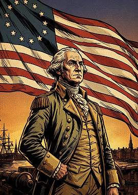 George Washington Flag Comic Art