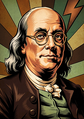 Ben Franklin Lightning Pop Art