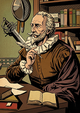 Vintage Writer Scholar Comic Poster