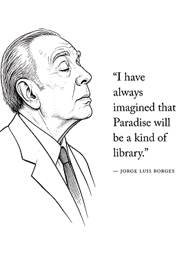 Jorge Luis Borges Library Quote Portrait