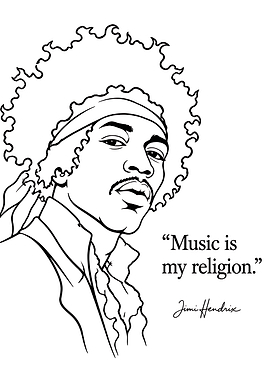 Jimi Hendrix Music Quote Line Art