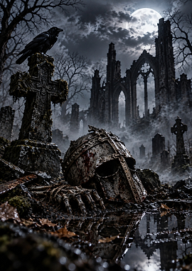 Fallen Knight in Haunted Graveyard