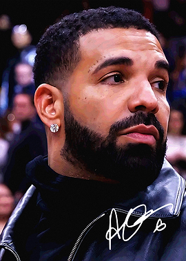 Portrait of Drake with Signature