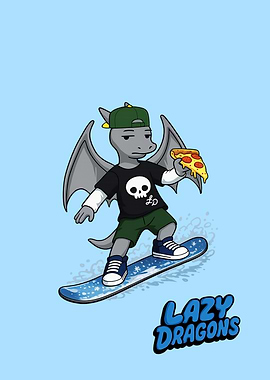 Lazy Dragons Skater Dragon Illustration
