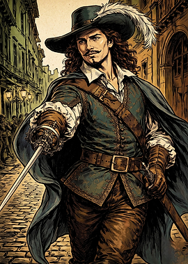 Musketeer Duelist Vintage Poster