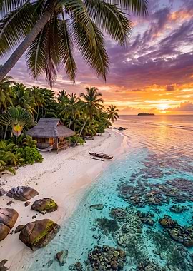 Tropical Beach Sunset Paradise