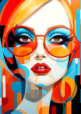Pop Art Portrait of Stylish Woman