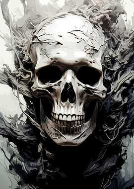 Abstract Monochrome Skull Art