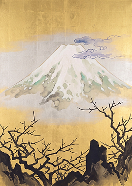 Mount Fuji Gold Leaf Painting