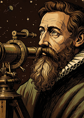 Astronomer Telescope Vintage Art