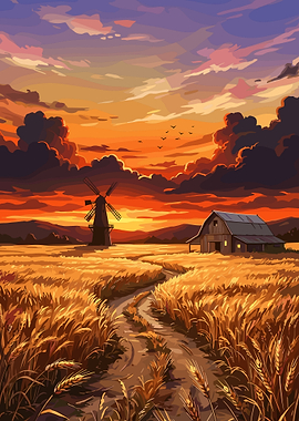 Golden Wheat Field at Sunset